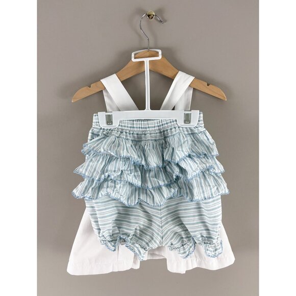 Shrimp & Grits Kids "Ocracobe" Blue White Smocked Sailboat 2 Piece Outfit 2T - Picture 2 of 4
